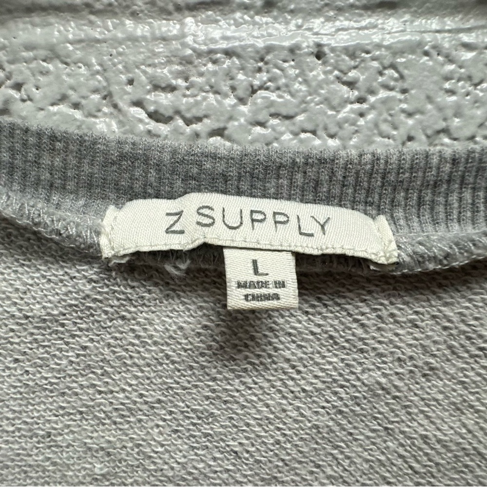 Z Supply Gray Puff Sleeve Sweatshirt Size‎ Women’s Large Soft Cotton Pullover - Picture 3 of 5